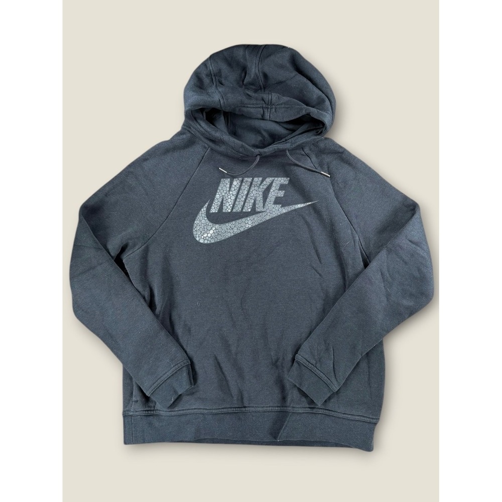 Nike Womens Sportswear Hoodie Charcoal Grey Silver Logo Pullover Small RN56323